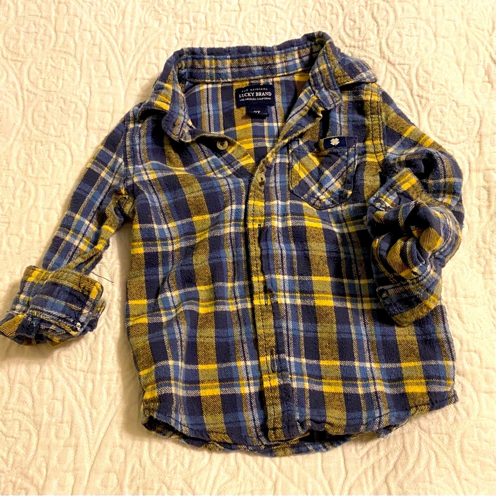 NWOT Boys Lucky Brand Button Down Flannel 2T Flannel